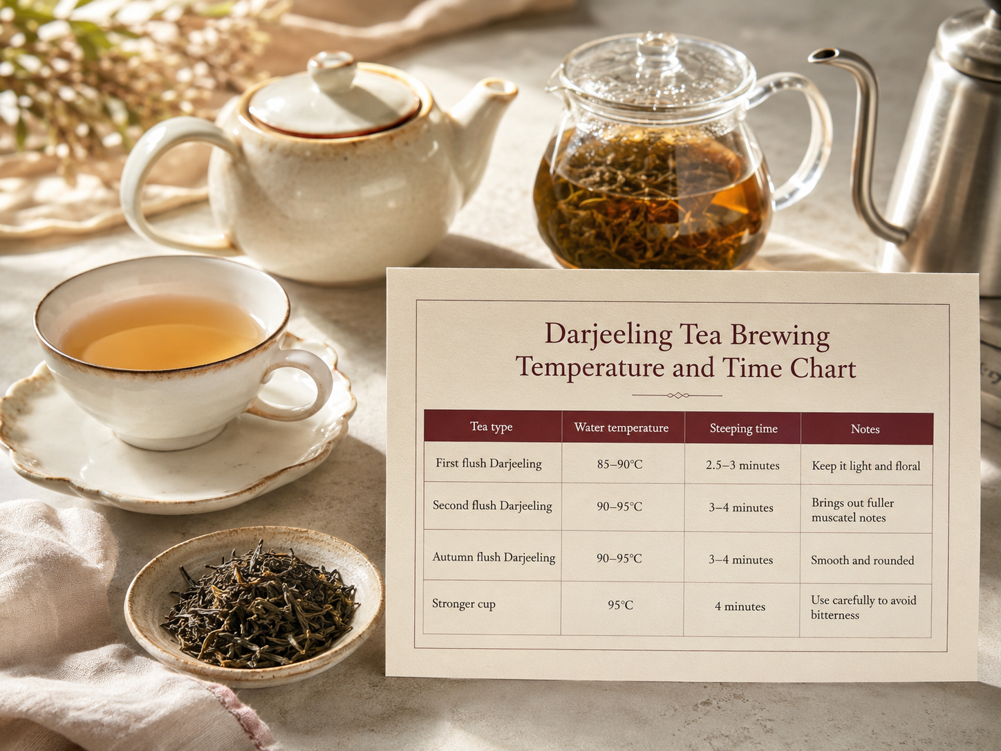 Darjeeling Tea Brewing Temperature and Time Chart